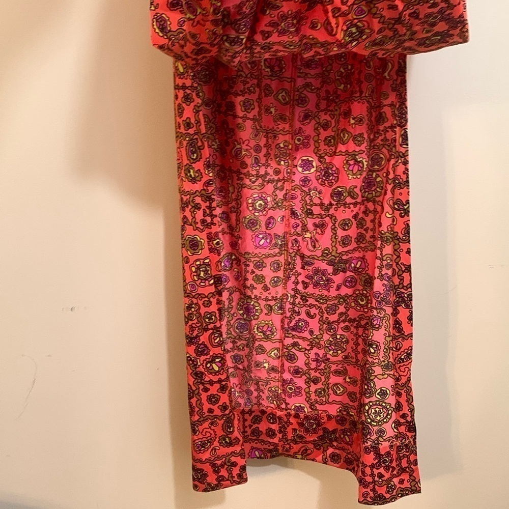 Sirena California 70's Neon Orange Floral Halter 2 Side Slits Maxi Dress S/M - Picture 8 of 17